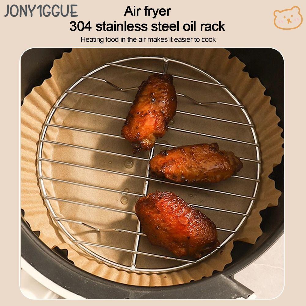 JONY1GGUE Air Fryer Rack, Thicken พร้อมชั้นวางทําอาหารเท้า,ทนทานรอบสแควร์ 304 สแตนเลส Cooling Rack Home Kitchen เตาอบ Steamer Cooker