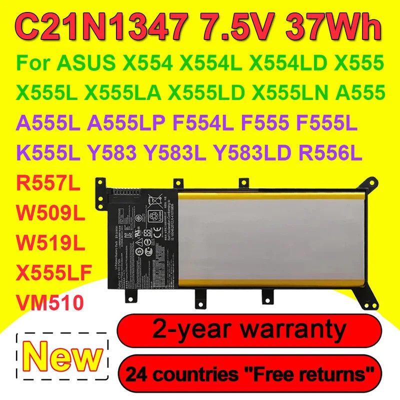 C21N1347 แบตเตอรี่แล็ปท็อปสําหรับ ASUS X554L X555L X555LB X555LN X555 X555LD X555LP F555A F555U W519