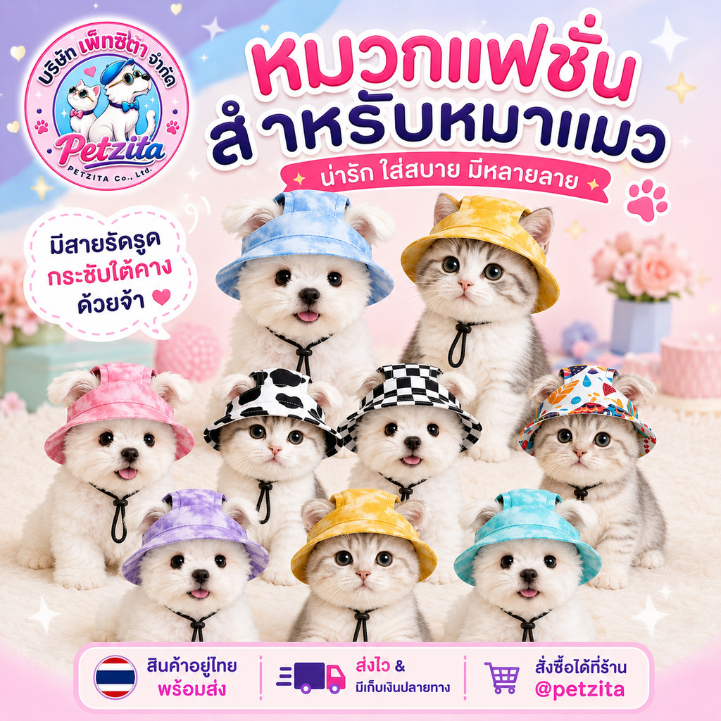 🇹🇭พร้อมส่ง🇹🇭 🧢 หมวกสัตว์เลี้ยง น่ารักมากจ้า หมวกหมา สุนัข แมว 🐶🐱