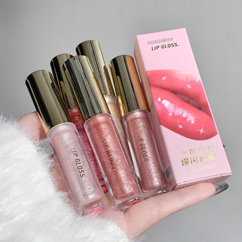 แต่งหน้า SHAQINUO SHAQINUO Moisturizing Plump Flashing Lip Gloss Water Gloss Mirror Lip Gloss Moistu