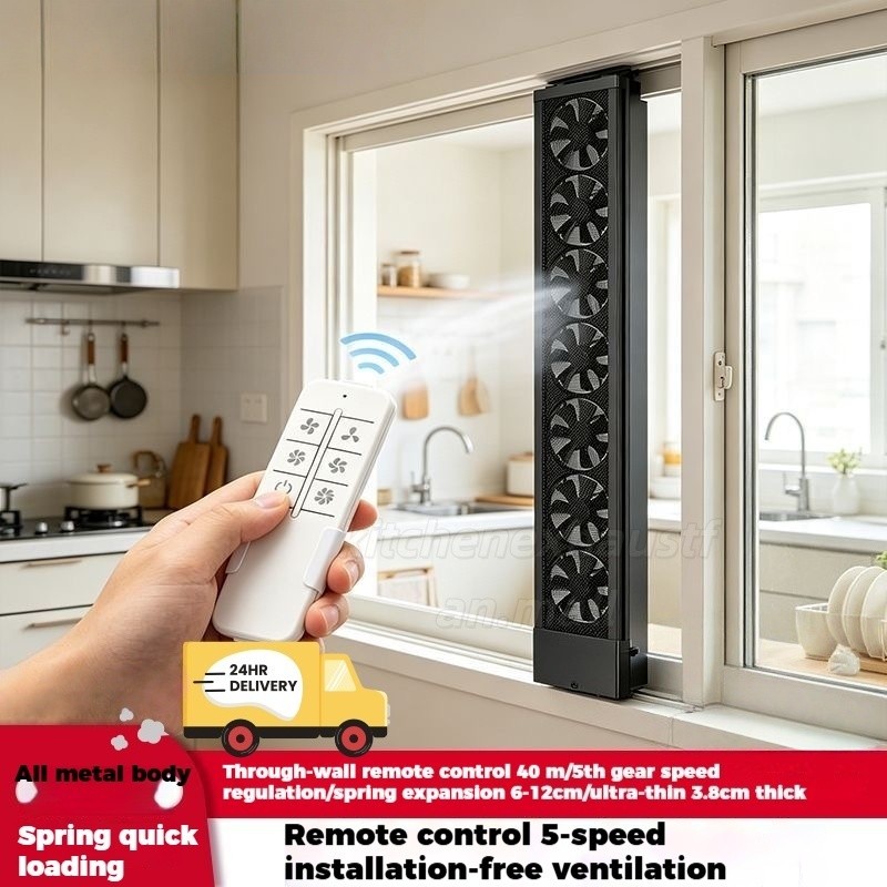 🔥Window Exhaust Fan พัดลมดูดอากาศติดหน้าต่าง ไม่ต้องเจาะรู กำจัดควันและกลิ่นสัตว์เลี้ยง พร้อมรีโมทคอนโทรล