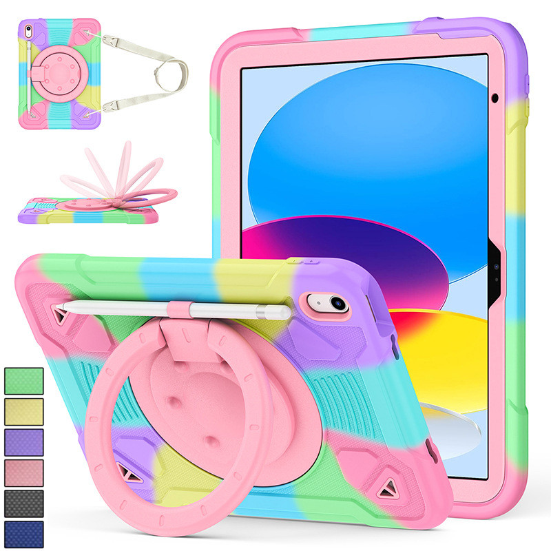 สําหรับ iPad A16 11th Gen 2025/iPad 10th Gen 10.9 นิ้ว 2022 เคส 360°ขาตั้งหมุนได้, ฝาครอบสายคล้องไหล