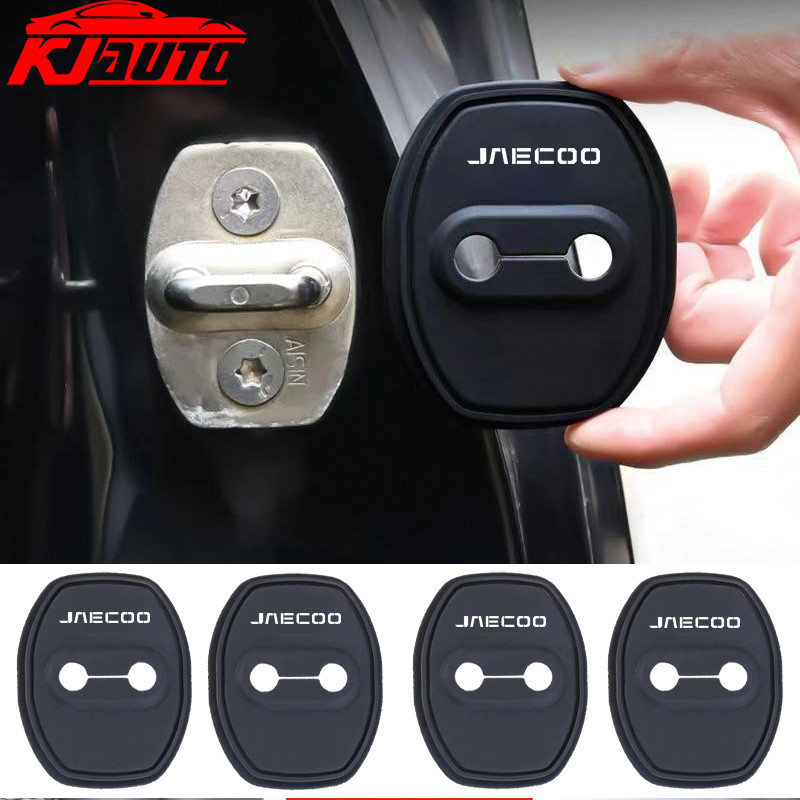 Original รถ 1:1 Product 4pcs Jaecoo รถประตูโช้คอัพประตูล็อคซิลิโคนอัตโนมัติประตูล็อคสติกเกอร์สําหรับ Jaecoo 5 6 J5 J6 J7 J8 EV PHEV