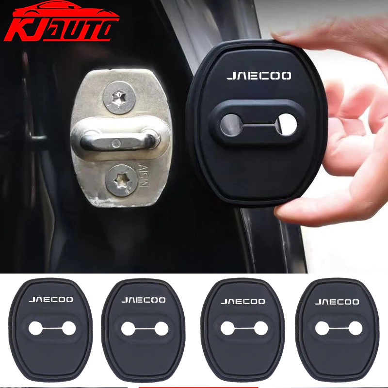 Original รถ 1:1 Product 4pcs Jaecoo รถประตูโช้คอัพประตูล็อคซิลิโคนอัตโนมัติประตูล็อคสติกเกอร์สําหรับ Jaecoo 5 6 J5 J6 J7 J8 EV PHEV 