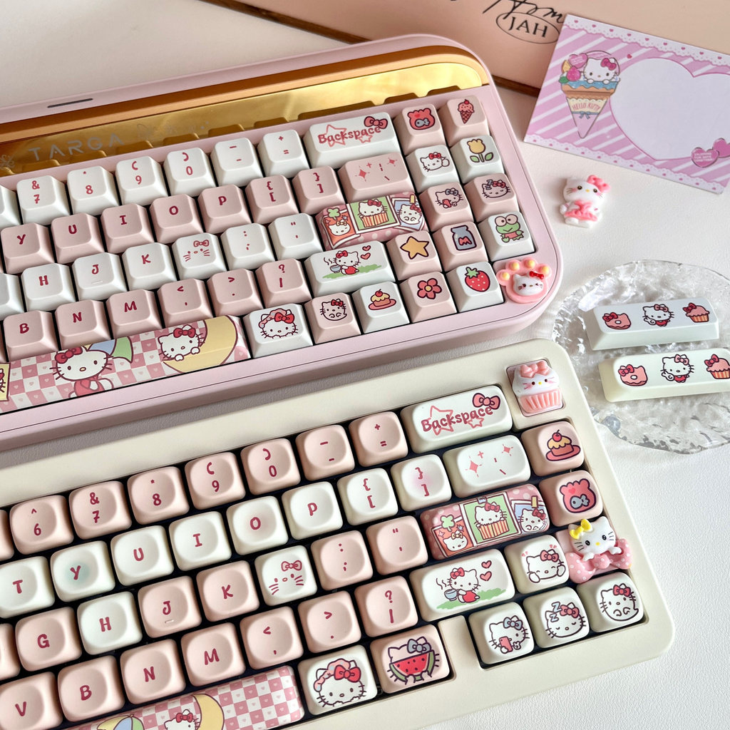 Long Cheng HelloKitty Sakura โรงงานดั้งเดิมน่ารัก/MOA ความสูง 95-Key Sublimation Mechanical Keyboard