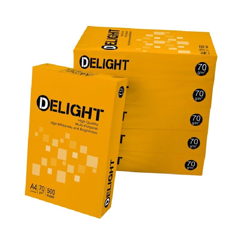 กระดาษถ่ายเอกสาร A4 Delight 70gsm 5รีม/แพ็ค พลาสติกแรป