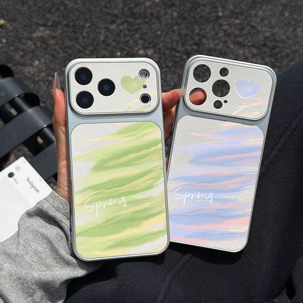Gradient graffiti Heartเคสโทรศัพท์สําหรับiPhone 17 16 15 14 Pro Max 17 16 15 14 Plus 17 Air 16eลิ้นจี่หนังกันกระแทกกล้องฝาครอบป้องกัน