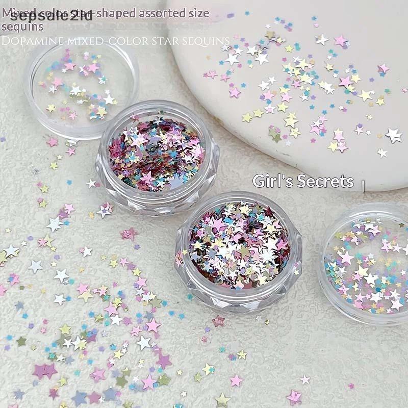 (seps) ผสมสีสัน Star Nail Glitter เงาเลเซอร์เลื่อม DIY ตกแต่งเล็บสําหรับเวทีแต่งหน้าใช้ (TH)