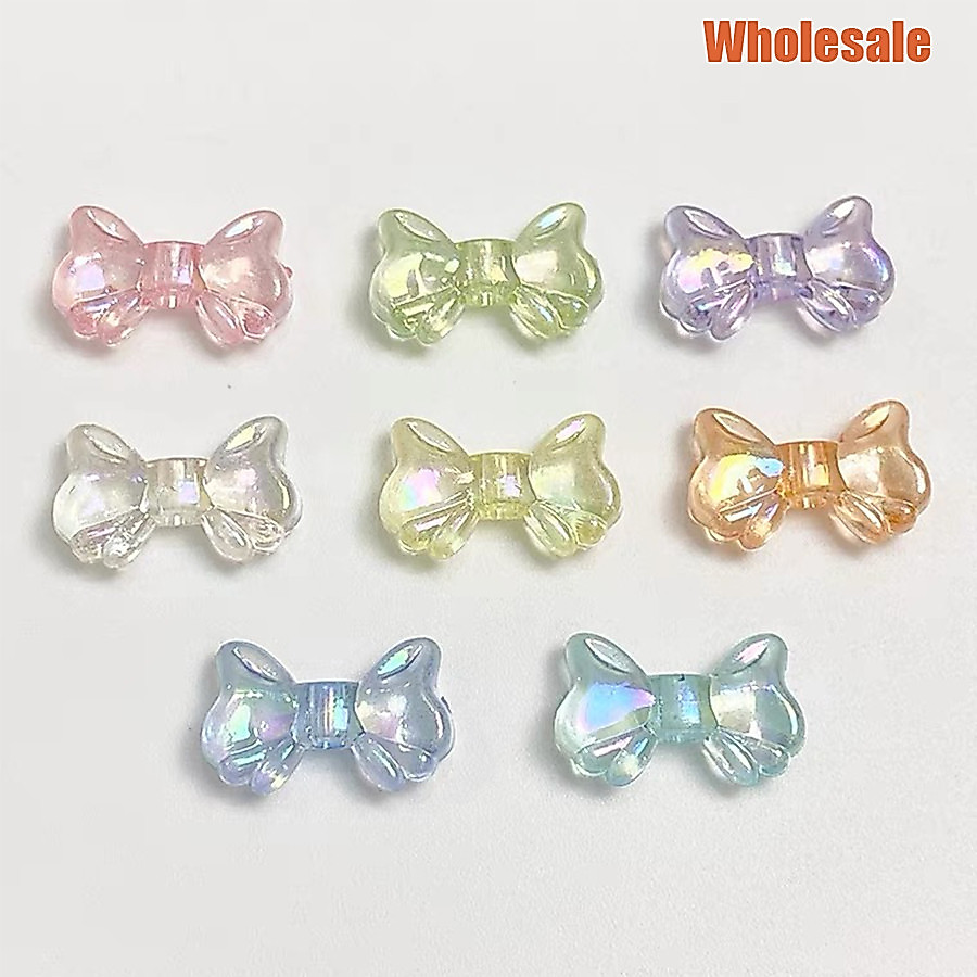 30 ชิ้น 8.7*14.7 มม.เงา AB ขนาดเล็ก Bowknot ลูกปัดโปร่งใสทําโทรศัพท์มือถือ DIY เครื่องประดับอุปกรณ์เสริมวัสดุตกแต่ง