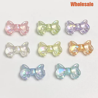 30 ชิ้น 8.7*14.7 มม.เงา AB ขนาดเล็ก Bowknot ลูกปัดโปร่งใสทําโทรศัพท์มือถือ DIY เครื่องประดับอุปกรณ์เสริมวัสดุตกแต่ง