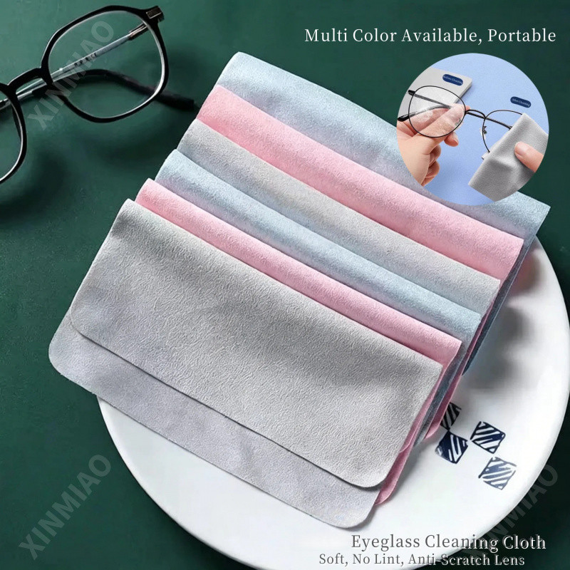 ผ้าเช็ดแว่นไมโครไฟเบอร์ กันฝ้า นุ่มไม่เกาเลนส์ ขนาด15x15ซม. สำหรับโทรศัพท์กล้อง 1/10 แผ่น