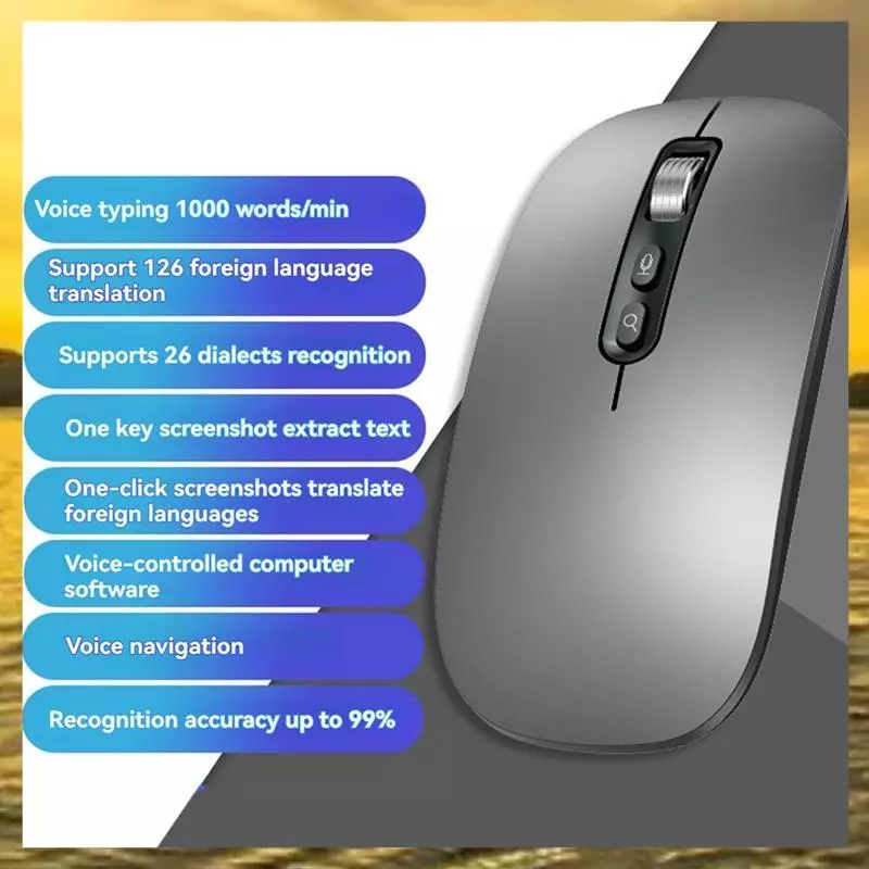 PT L AI เมาส์เสียงอัจฉริยะไร้สาย 2.4G Bluetooth สำหรับแล็ปท็อป thumbnail 4
