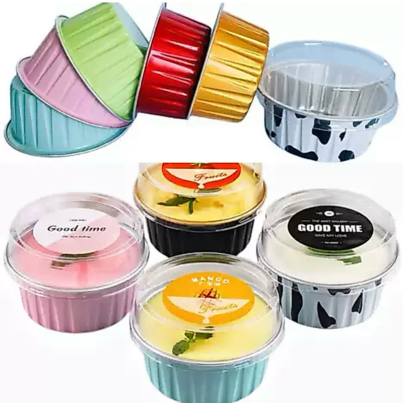 ถ้วยฟอยล์กลม ถ้วยขนม แบบหนา NB84 125ml 10ใบ (ฝา/ถวบ