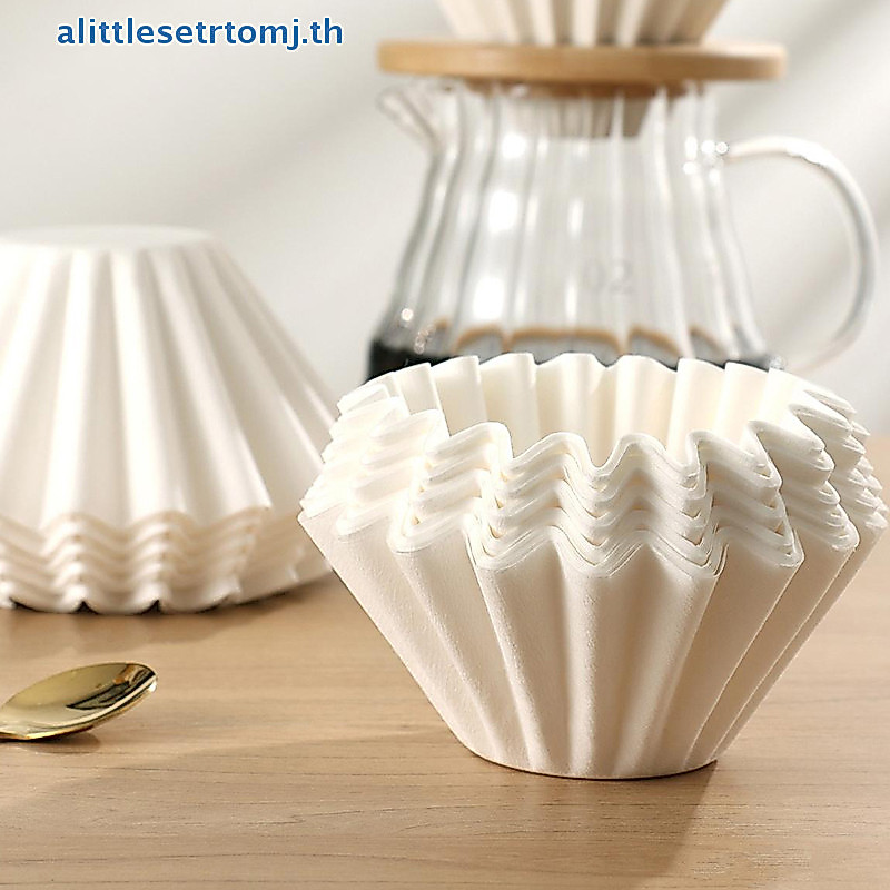 Alittlese 50 ชิ้นกาแฟบดด้วยมือกระดาษกรองแบบใช้แล้วทิ้งชามรูป Log Pulp อเมริกันกาแฟชงด้วยมือเค้กถ้วยกรอง TH