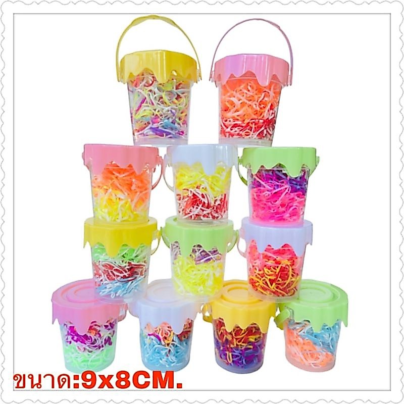 หนังยางรัดผมสีทูโทนเส้นกลางคละสีในกระปุก 12 กระปุก(ทางร้านขอเป็นคนเลือกกระปุกให้กระปุกจะมีแบบถังกับตัวการ์ตูนค่ะ)