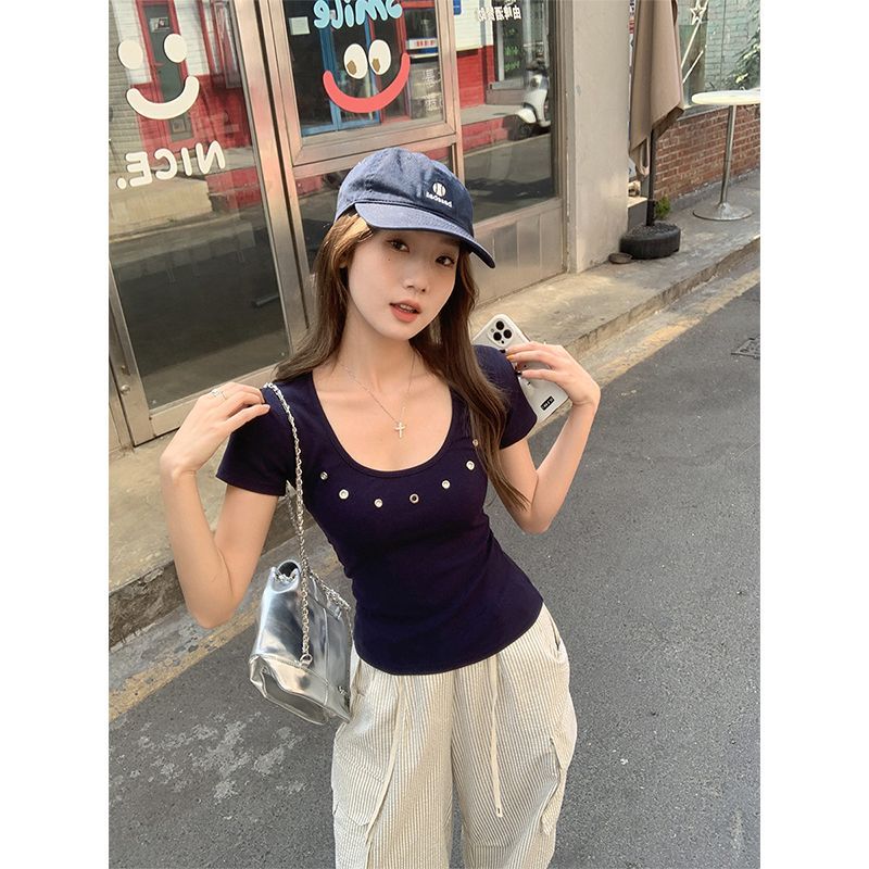 เสื้อยืดแขนสั้นดู Slim Spice Girl Top