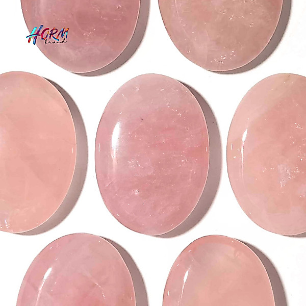 ((Palm)) หิน Rose Quartz โรสควอตซ์ หินแร่ธรรมชาติ แท้100% อัญมณี พลอย