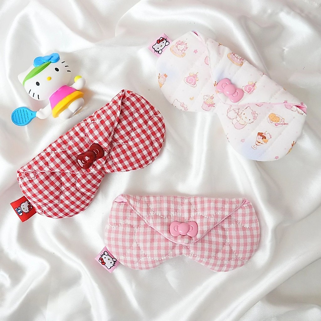 [ใหม่] kitty Love Glasses Bag สไตล์เกาหลี ins Style Handmade Fabric Love Glasses Bag Quilted Glasses Case Storage Bag
