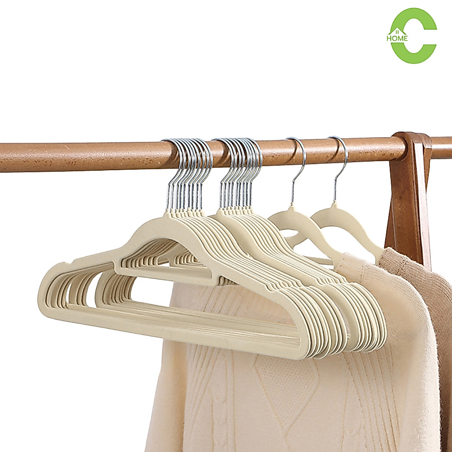 ไม้แขวนเสื้อ ไม้แขวนเสื้อกำมะหยี่ Velvet Clothes Hanger ราคาถูก ประหยัดพื้นที่ ตะขอหมุน Simple Living