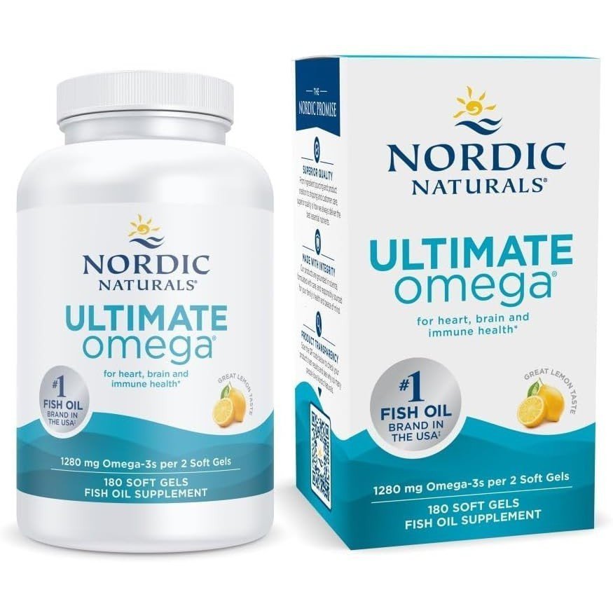 Nordic Natural Ultimate Omega Lemon Flavour Soft Capsules-180 Capsules-1280mg Omega-3-น้ํามันปลาประส