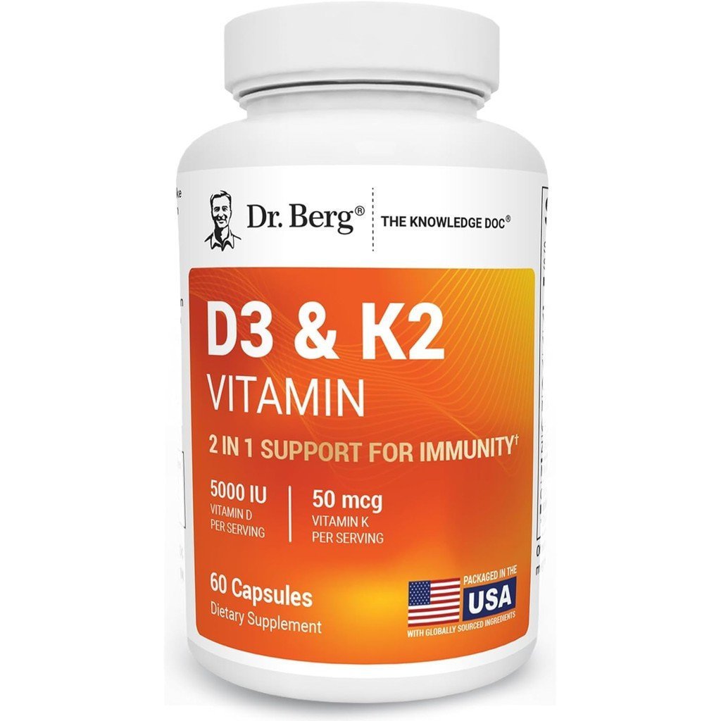 หมอ. Berg วิตามิน D3 K2 5000 IU พร้อมผง MCT |   สูตร 7-ใน-1 อันทรงพลัง |   หลังจากการทดสอบ 4 ห้องปฏิ
