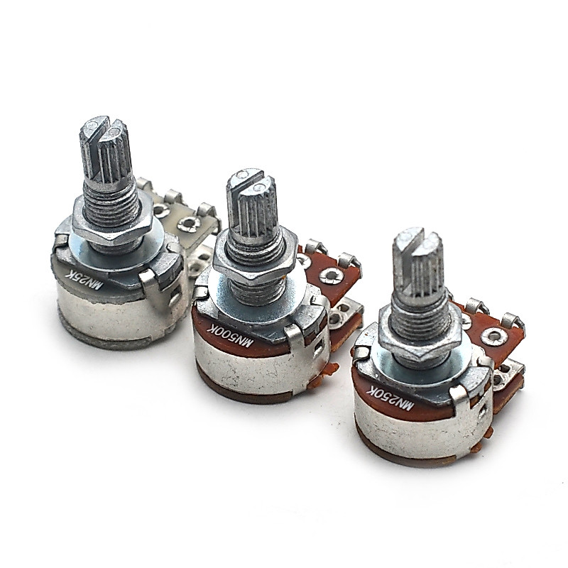 4 ชิ้น MN250K - MN500K Double Balance Stacked Knurled Stalk กีตาร์เบสปรับระดับเสียงควบคุมหม้อ Potentiometer สวิทช์