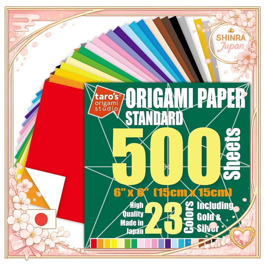 《Direct From Japan》  Taro's Origami Studio Standard size 15cm, easy to fold for beginners, 500 sheet