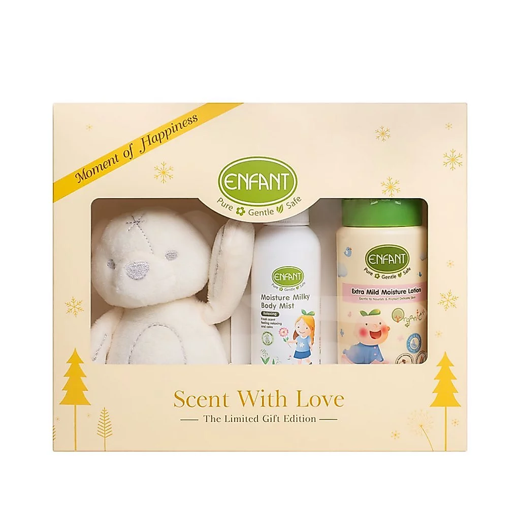 Enfant Scent With Love Gift อองฟองต์ เซ็นท์ วิธ เลิฟ กิ๊ฟเซ็ท แบบน้องหมีสีครีม มี 3 ชิ้นต่อกล่อง