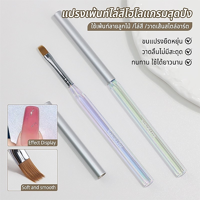 Nawoelite เล็บ แปรง พู่กัน แปรงทำความสะอาดเล็บ ปัดเศษผง พู่กันแต่งเล็บ แปรงเขียนเล็บ ใช้กับเจล/อะคริลิกได้