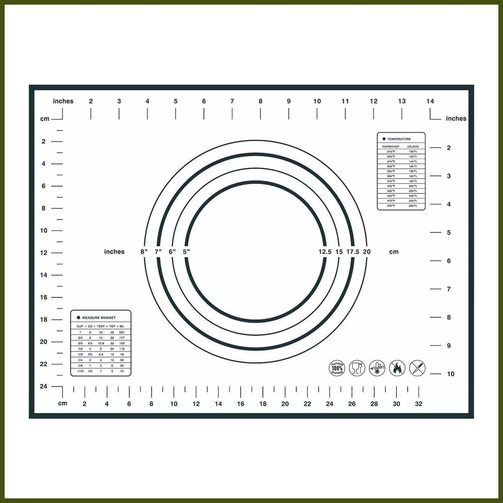 Dough Mat 15.75x11.81 นิ้ว Non Stick พายซิลิโคน Crust Mat สําหรับตัดคุกกี้ขนมปังพิซซ่า Kitchen Count