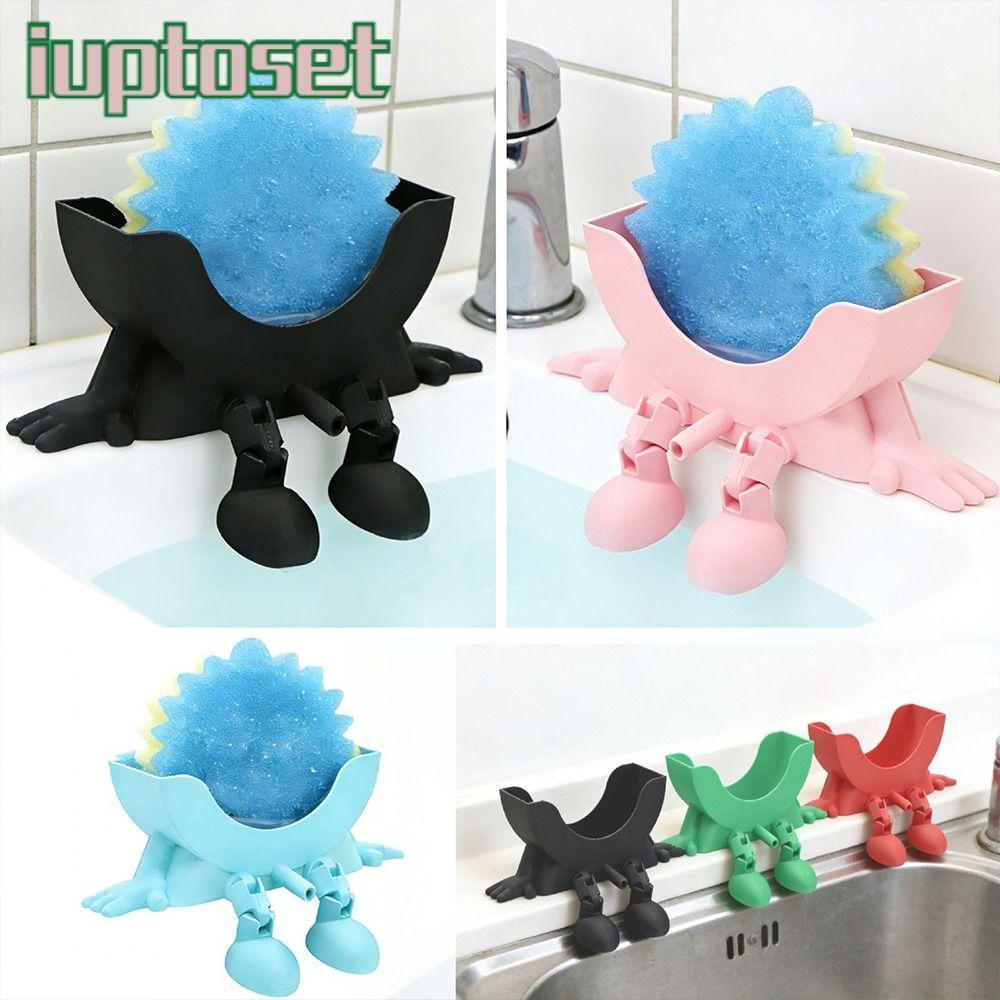 IUPTOSET ที่วางฟองน้ํา, ขาตั้งฟองน้ําฟังก์ชั่นระบายน้ําพิมพ์ลาย, น่ารักแขวนจานสบู่ตลกครัว