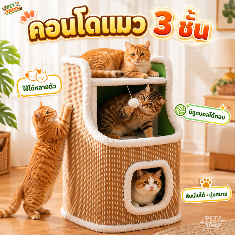 ที่นอนแมว บ้านแมว คอนโดแมวสี่เหลี่ยม สไตล์เรียบง่าย ไม่กินพื้นที่ ความชื้นหลักฐาน ความอบอุ่น
