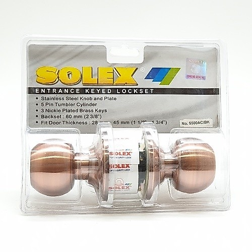 GlobalHouse SOLEX ลูกบิดห้องน้ำ สเตนเลส-304 รุ่น 5500 AC/BK สีทองแดงรมดำ