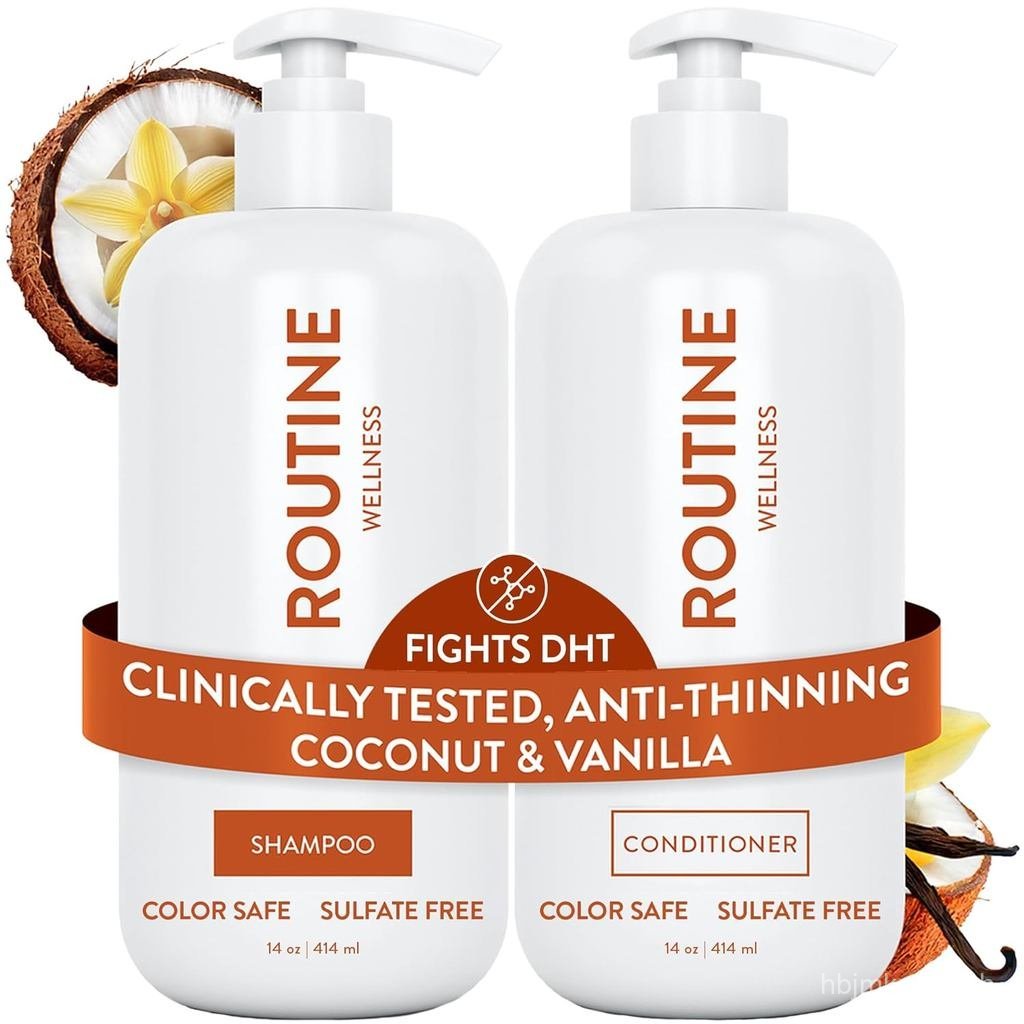 Routine Wellness Anti-Thinning Shampoo and Conditioner Set for Thinning Hair - Biotin DHT Blocker Wo