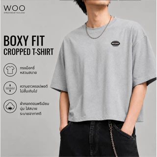 COD จัดส่งตลอด 24 ชั่วโมง Woo Right Cropped T-Shirt เสื้อยืดไม่มีลาย boxy tee Oversiz เสื้อยืด ทรง