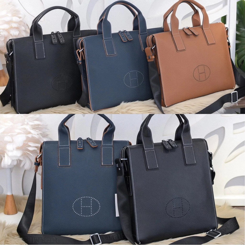 HERMES HERMES Business Briefcase Computer Bag Messenger Bag กระเป๋าสะพายกระเป๋าถือ