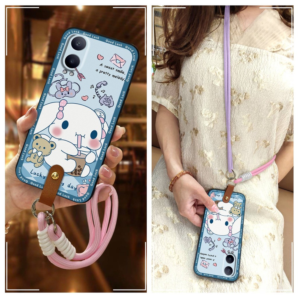 ซิลิโคนทนทานเคสโทรศัพท์สําหรับ OPPO K12X/1 + Nord CE4Lite Anti-knock Diagonal น่ารักปกหลัง TPU สร้อย