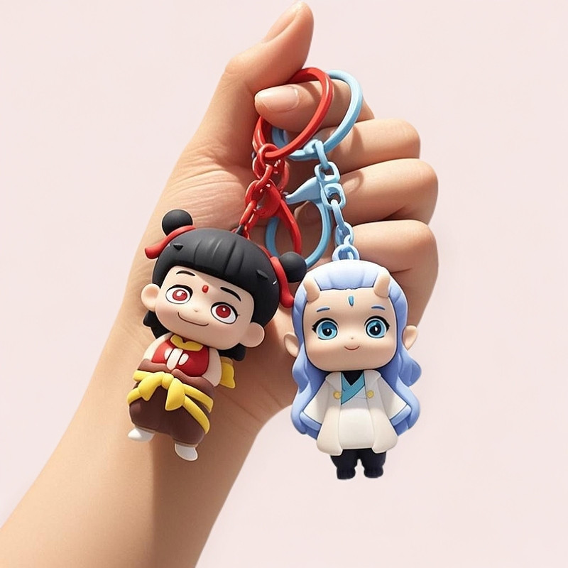 Nezha ของเล่น Nezha แขวน Ao Bing d ตุ๊กตาสามมิติตกแต่งน่ารักพวงกุญแจกระเป๋านักเรียนแขวน AI