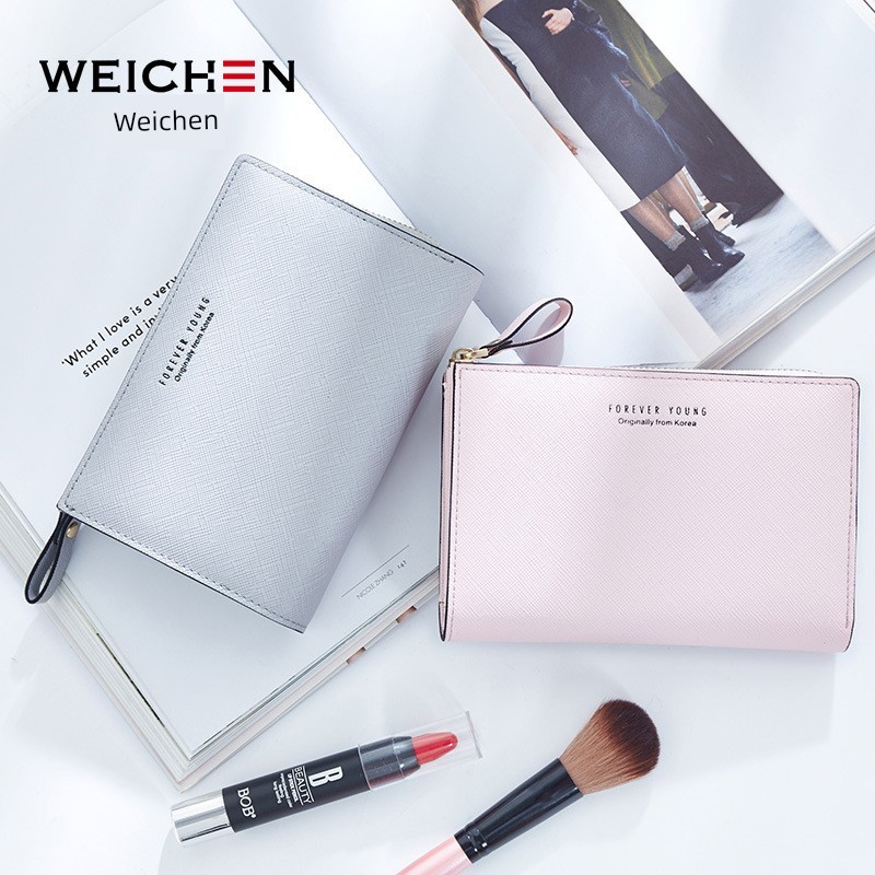 bester brand กระเป๋ Forever young กระเป๋าเงินแบบมีซิปสไตล์เกาหลีแบบยาวปานกลางสำหรับผู้หญิง