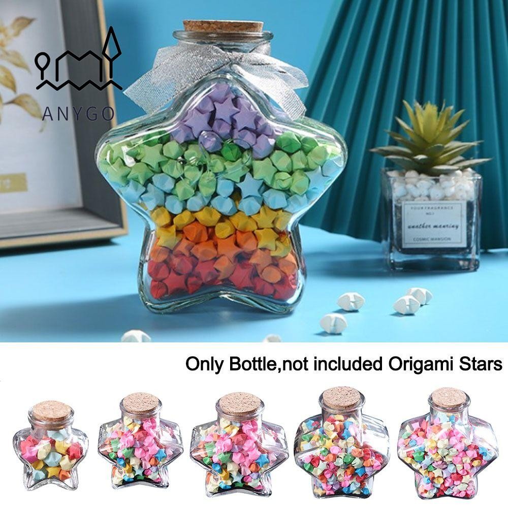 YRBWDYZDH Wishing Bottle, Craft Origami Stars Glass Bottle, Mini Stars Shape Pentagram Storage Bottl