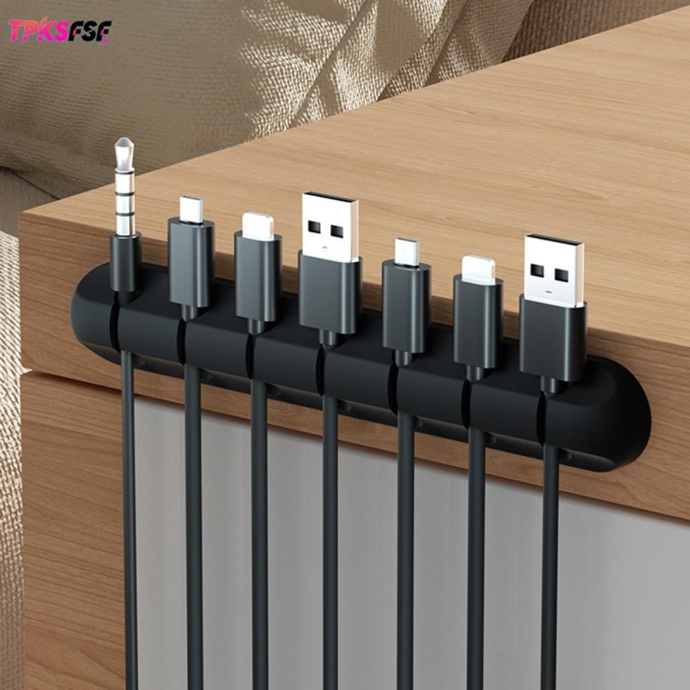 ที่เก็บสายเคเบิล TPKSF, เดสก์ท็อป Tidy สีดํา USB Cable Winder, ซิลิโคนยืดหยุ่นคลิปการจัดการสําหรับเมาส์คีย์บอร์ดหูฟังป้องกัน