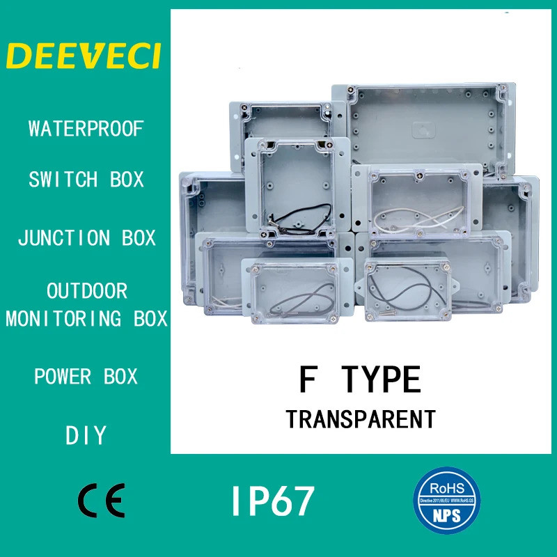 IP67 Plastic Transparent Waterproof Enclosure Box Electronic Project Outdoor Instrument Electrical P