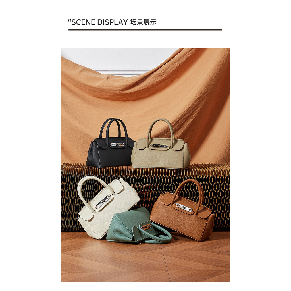 กระเป๋าสะพายข้างแฟชั่นสำหรับสุภาพสตรีจากSusan Xu ทำด้วยหนังวัวคุณภาพสูง สไตล์Kelly พร้อมการจัดส่งที่