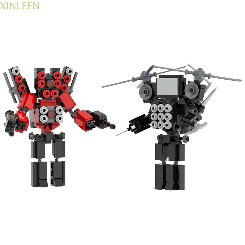 XINLEEN Skibidi ห้องน้ําตัวเลขการกระทํา, Skibidi ห้องน้ํา Cameraman Monitor Man Building Blocks ของเล่น, ตัวอักษรอิฐ Speakerman DIY พลาสติก Speakerman อิฐประกอบผู้ใหญ่ของขวัญ