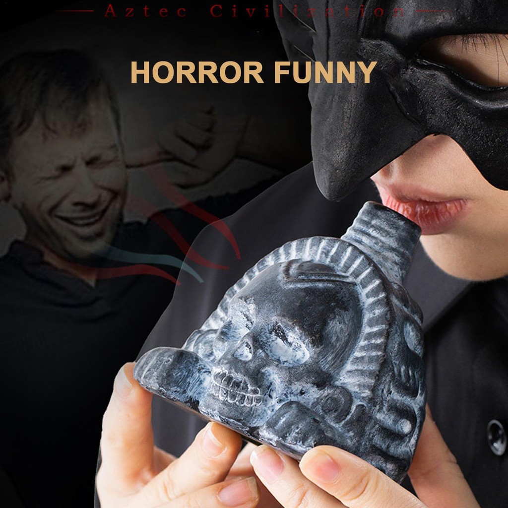 Aztec นกหวีด Loud Spookys Aztec น่ากลัว Death นกหวีดสมจริงมนุษย์กรีดร้องนกหวีดของขวัญฮาโลวีน decfeye