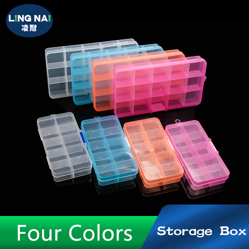 10/15Grids Plastic Box Adjustable Jewelry Box Beads Pills Nail Art Storage Box Organizer for office 
