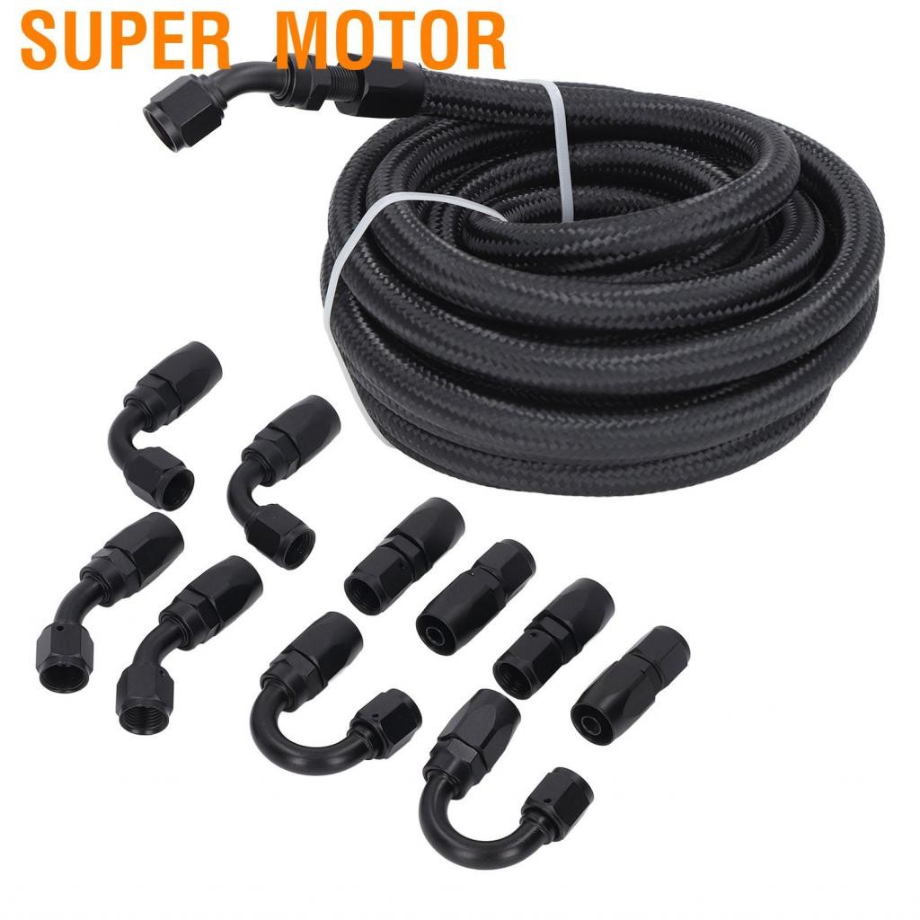 Super  Motor Super Motor-th Fuel Line Set 6An 500 PSI HOVE HOSE HOSE ADAPTER KIT 20FT สีดำอะโนไดซ์สำ