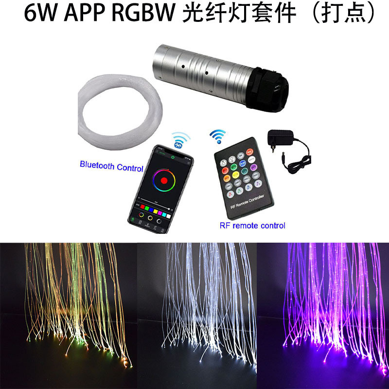 PMMA พลาสติก Dot Optical Fiber 0.75-1.5mm6W แหล่งกําเนิดแสงตกแต่งรถ Starry Sky Top Optical Fiber โคม