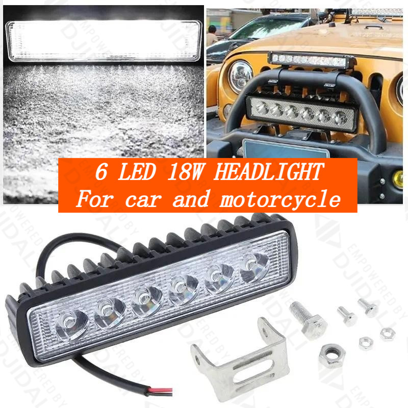 12-80V ไฟทํางาน LED Bar สําหรับรถบรรทุกรถแทรกเตอร์ SUV 4x4 รถ LED ไฟหน้า 1800LM spotlight Work Bar ไฟถอยหลังหมอก