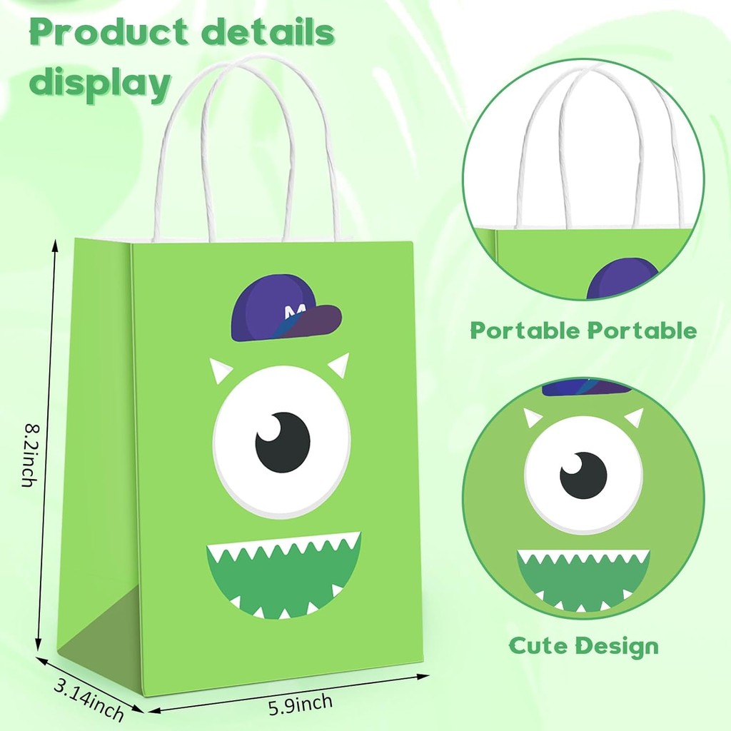 24 ชิ้น Monster Inc การ์ตูนถุงของขวัญ, Monster Party Supplies ขนม Tote กระเป๋า Party Favors สําหรับ 